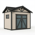 Abri de jardin 200 x 150 x 200 cm en bois beige et noir avec double porte et fenêtre