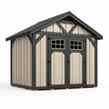 Abri de jardin 200 x 180 x 220 cm en résine beige et noir à double porte style chalet