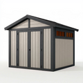 Abri de jardin 180 x 100 x 190 cm en résine beige anthracite avec double porte et fenêtre