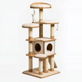 Arbre à chat 60 x 60 x 170 cm en bois beige avec griffoirs plateformes et niche