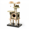 Arbre à chat 60 x 50 x 150 cm en bois beige et vert avec griffoirs et niche