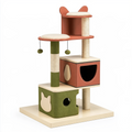 Arbre à chat 60 x 50 x 140 cm en bois sisal vert terracotta avec niches et plateformes
