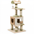 Arbre à chat 60 x 50 x 140 cm en bois beige et vert avec griffoirs en sisal et niche
