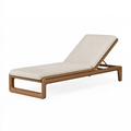 Bain de soleil 200 x 70 cm en bois marron avec coussin beige dossier réglable