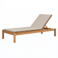 Bain de soleil 200 cm x 70 cm en bois beige avec dossier réglable pour extérieur