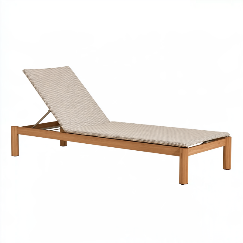 Bain de soleil 200 x 70 cm bois naturel beige dossier réglable extérieur