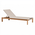 Bain de soleil 200 x 70 cm en bois beige à dossier réglable