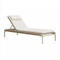 Bain de soleil 200 x 70 cm en métal et corde beige avec coussin écru dossier réglable