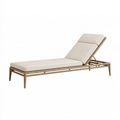 Chaise longue d'extérieur 200 x 70 cm en bois et corde beige dossier inclinable