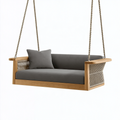 Balancelle de jardin 180 x 75 x 65 cm en bois et corde gris style contemporain