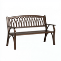Banc de jardin 122 x 63 x 86 cm en métal brun à accoudoirs