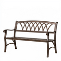 Banc de jardin 122 cm en métal brun avec accoudoirs style classique