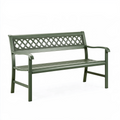 Banc de jardin 122 x 61 x 89 cm en métal vert classique avec accoudoirs