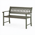 Banc de jardin 122 cm en métal vert olive à dossier ajouré